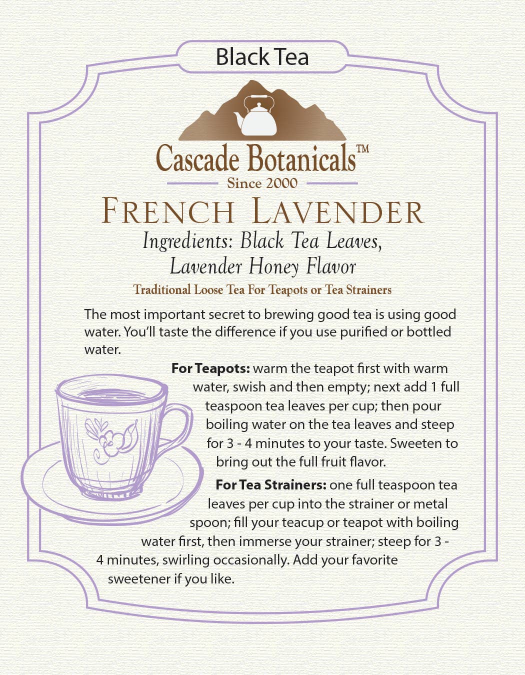 French Lavender Black Tea Loose Pack