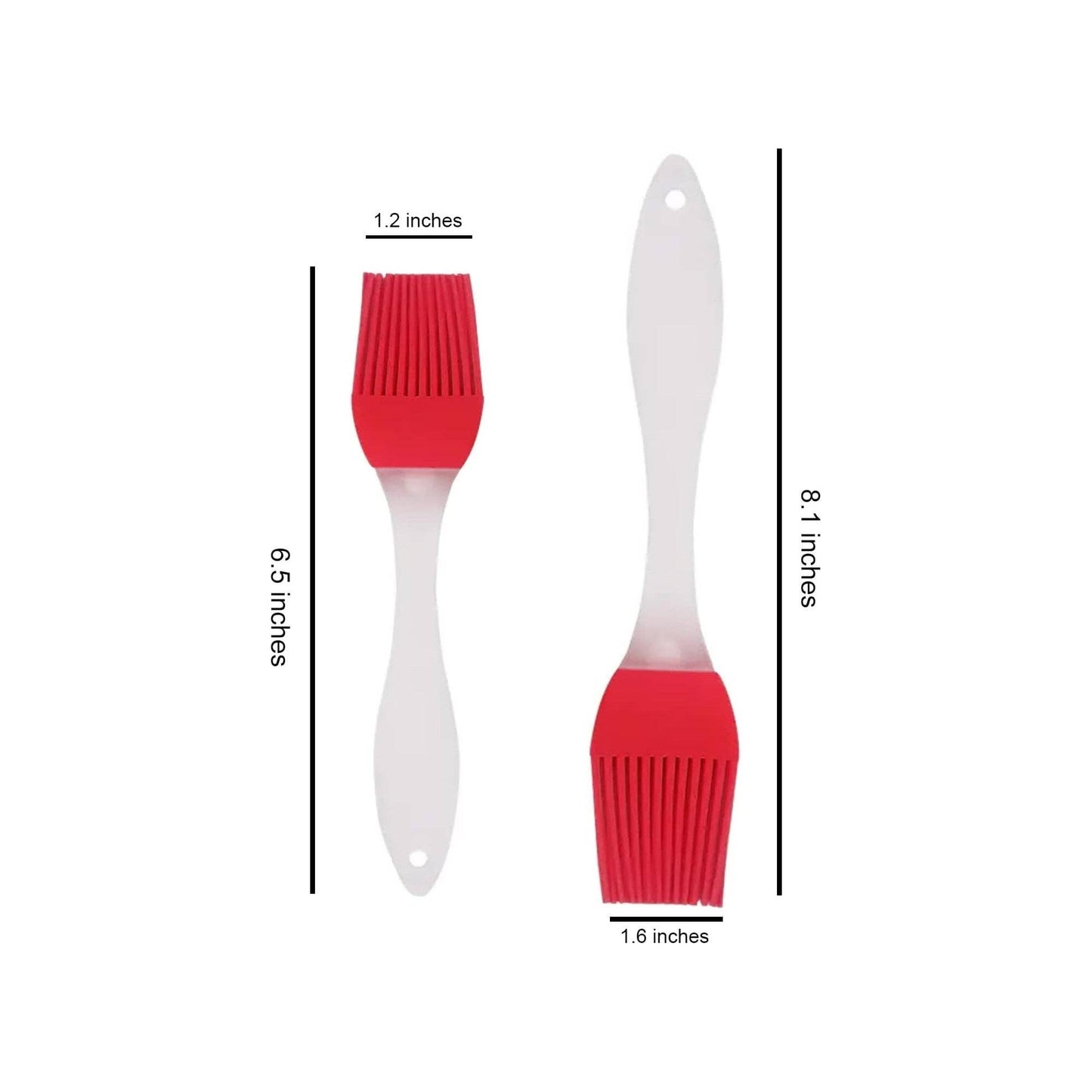2-Piece Silicone Pastry Brush Set - 6.5' (Small) & 8.1' (Medium) - Red