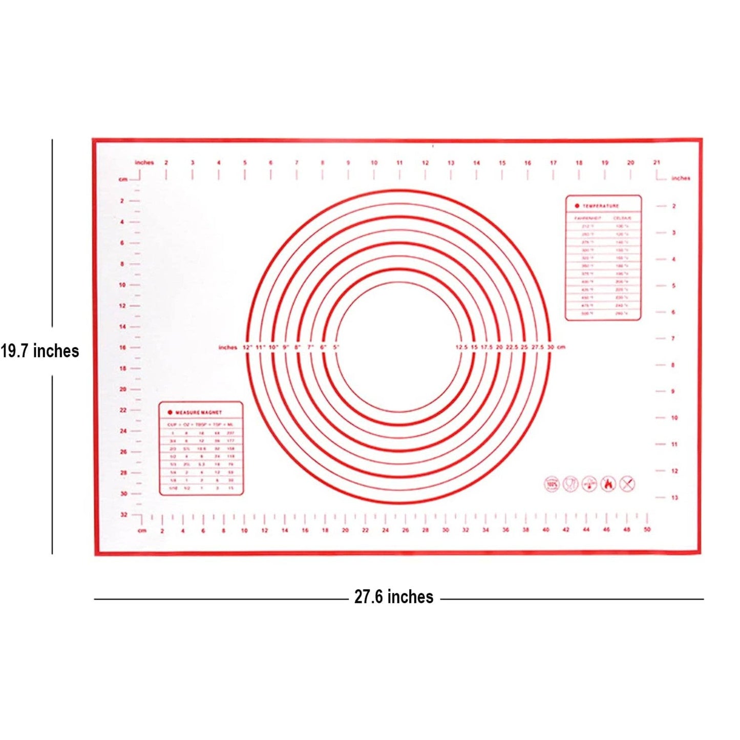Non-Stick Silicone Baking Mat - (19.7'x27.6'inch) e
