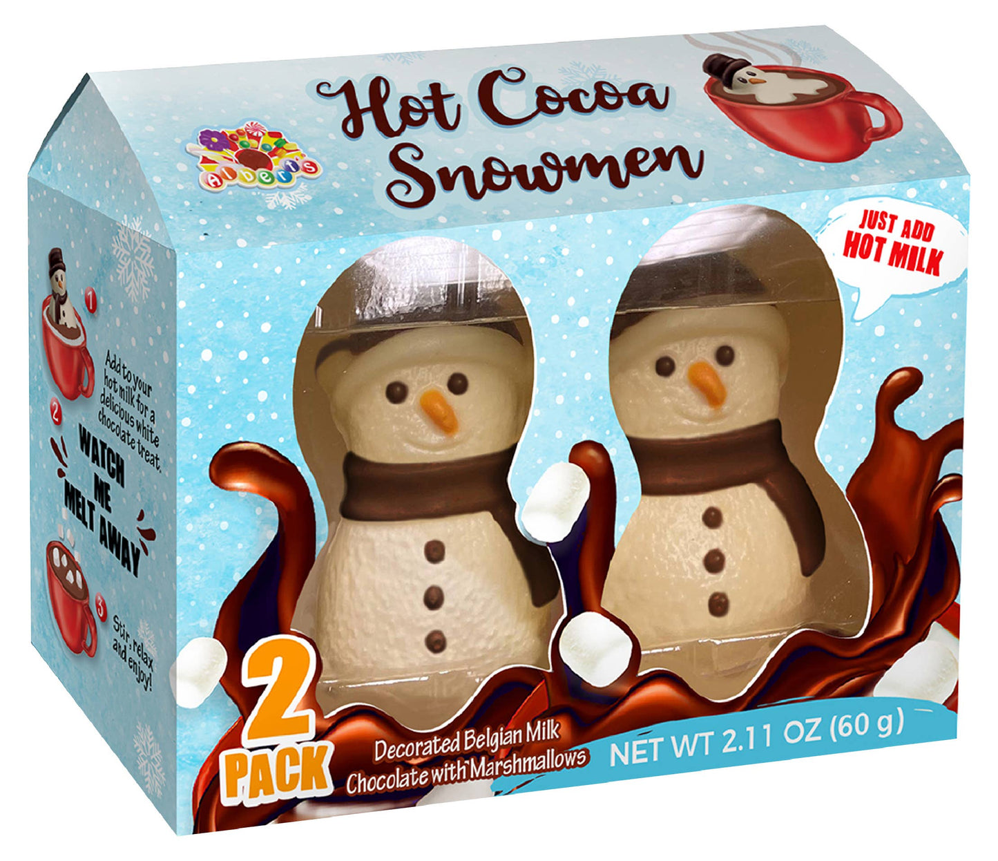Hot Cocoa Snowmen w/ Marshmallows, 2pk,