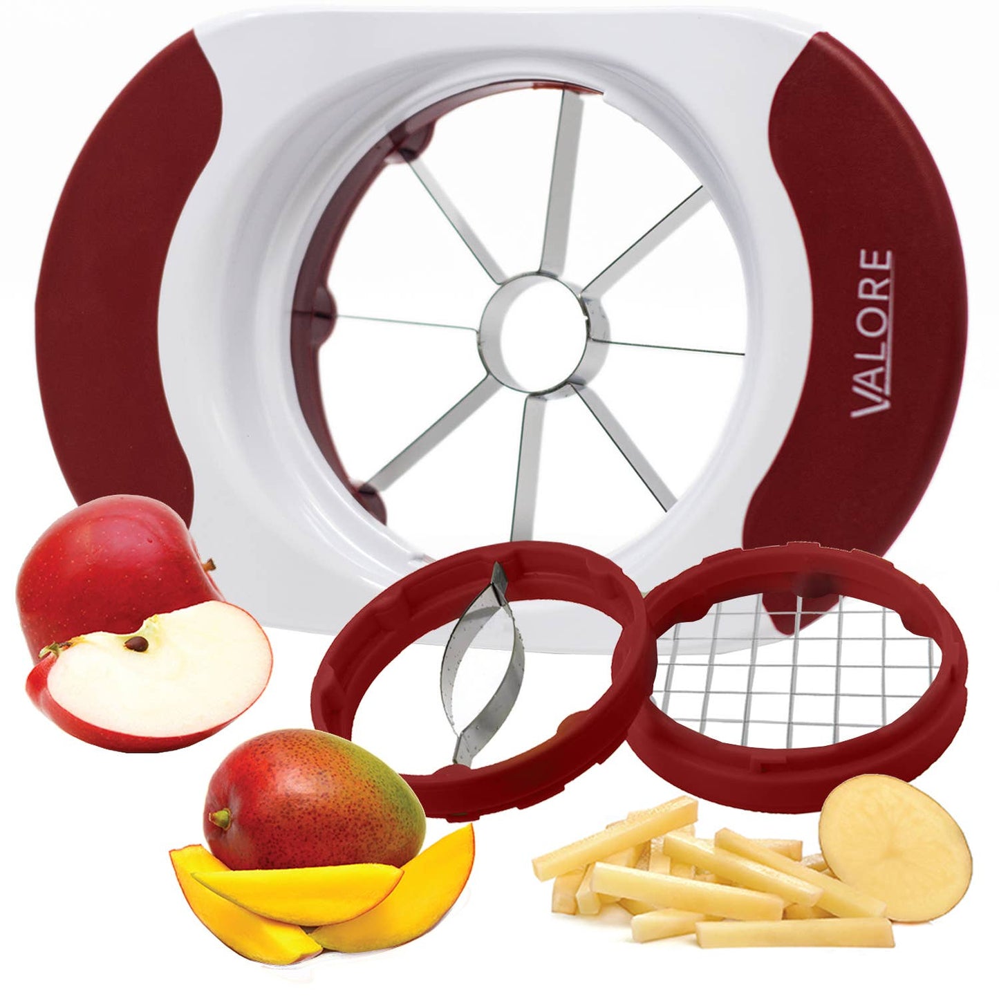 Valore Soft Grip Food Slicer with 3 Blades Apple/Fries/Mango
