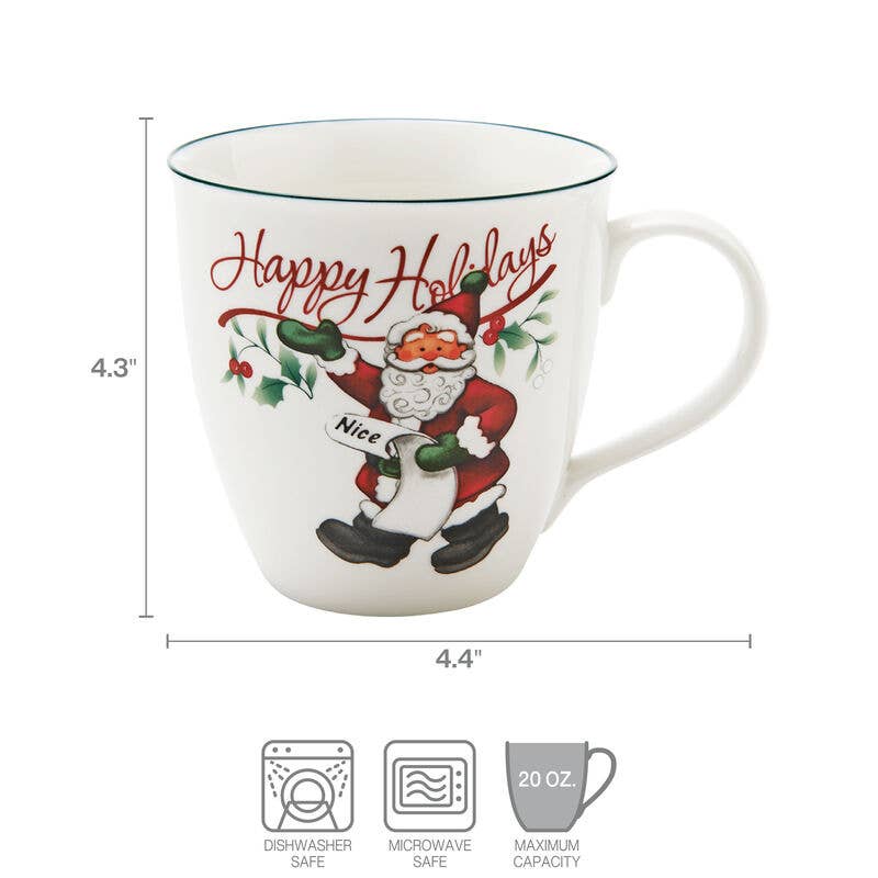 Christmas Porcelain Naughty & Nice Christmas Mugs Gift Box