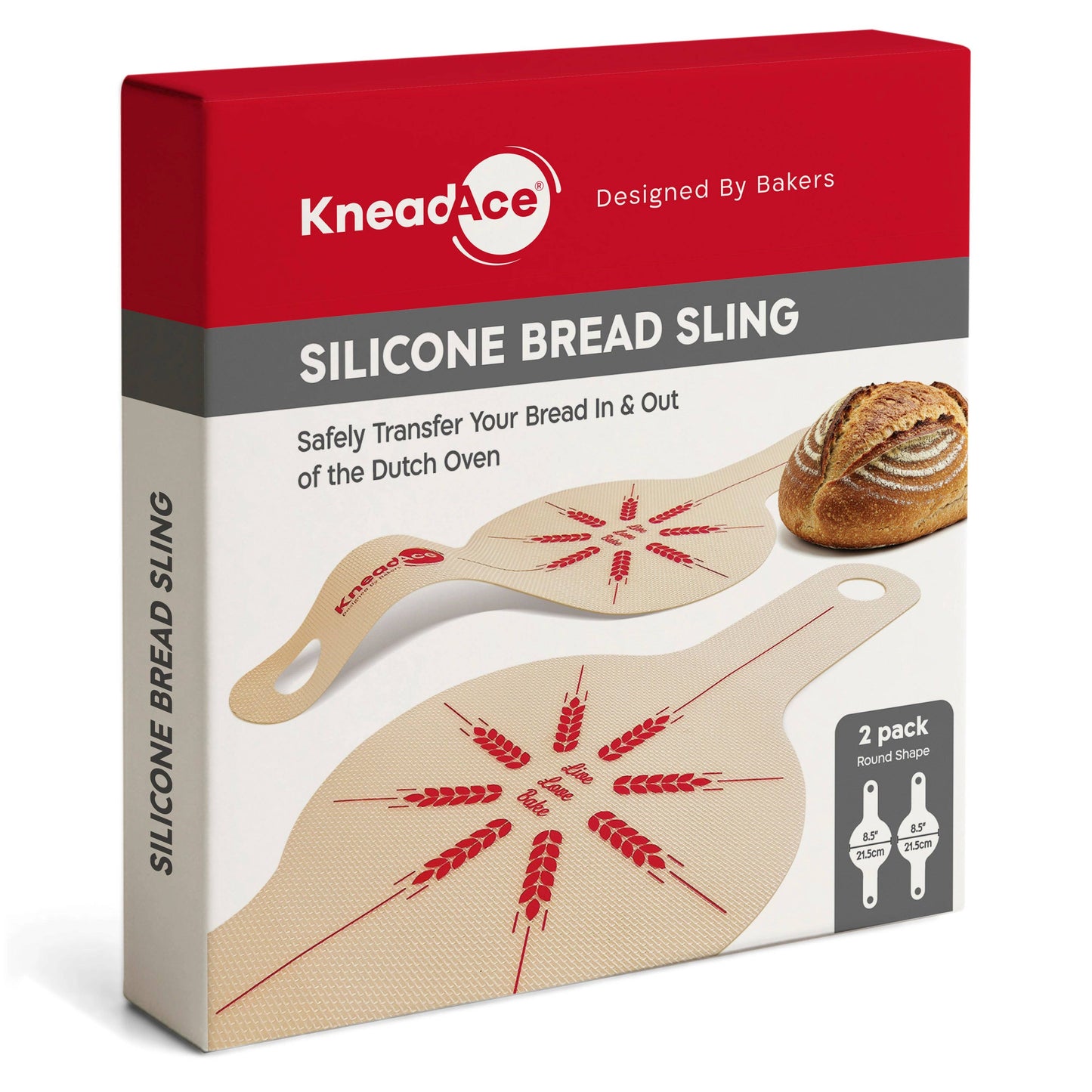 KneadAce Silicone Bread Slings: 1 Round & 1 Oval