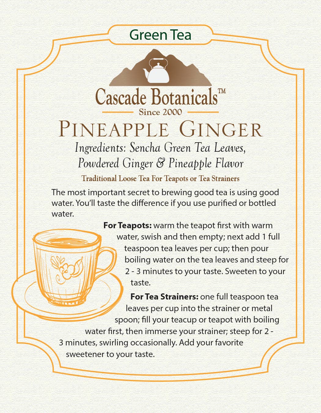 Pineapple Ginger Green Tea Loose Pack