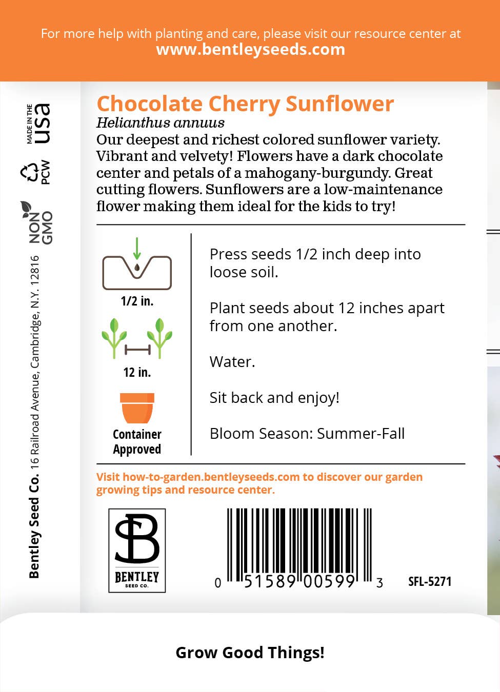 Sunflower, Chocolate Cherry Seed Packets