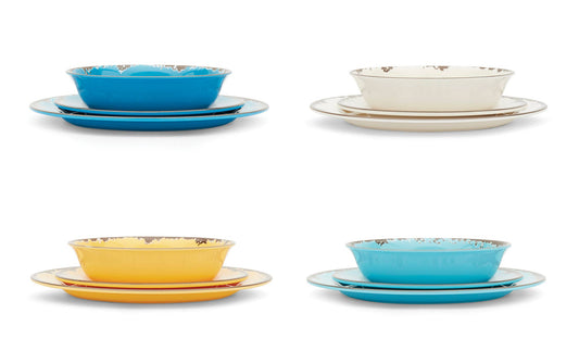 Melamine dishes Dinnerware, Set of 12, Multicolor
