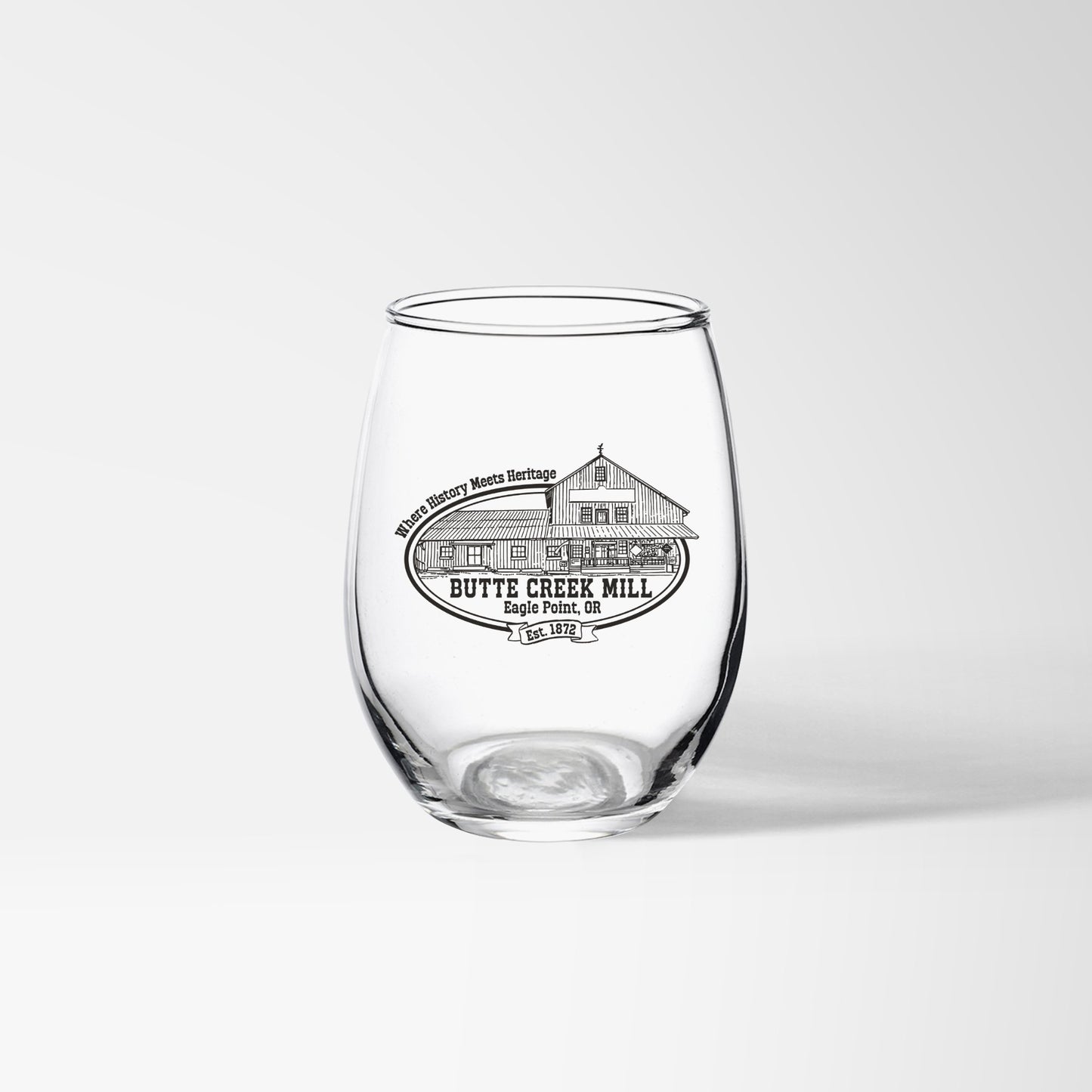 BCM Logo 9 oz stemless wineglass