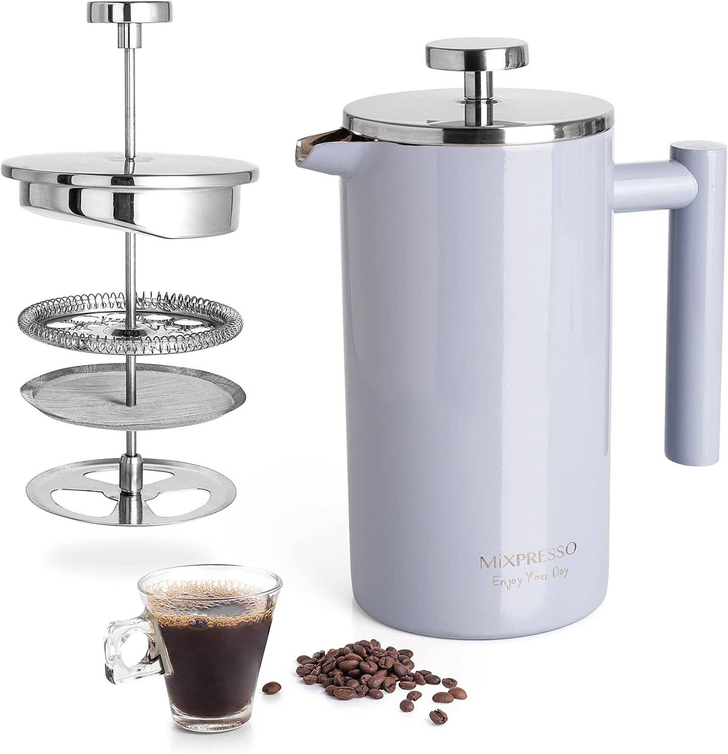 Mixpresso Stainless Steel French Press Coffee Maker 27 Oz 800ML Double Wall Metal Insulated Coffee Press & Tea Brewer: Bronze