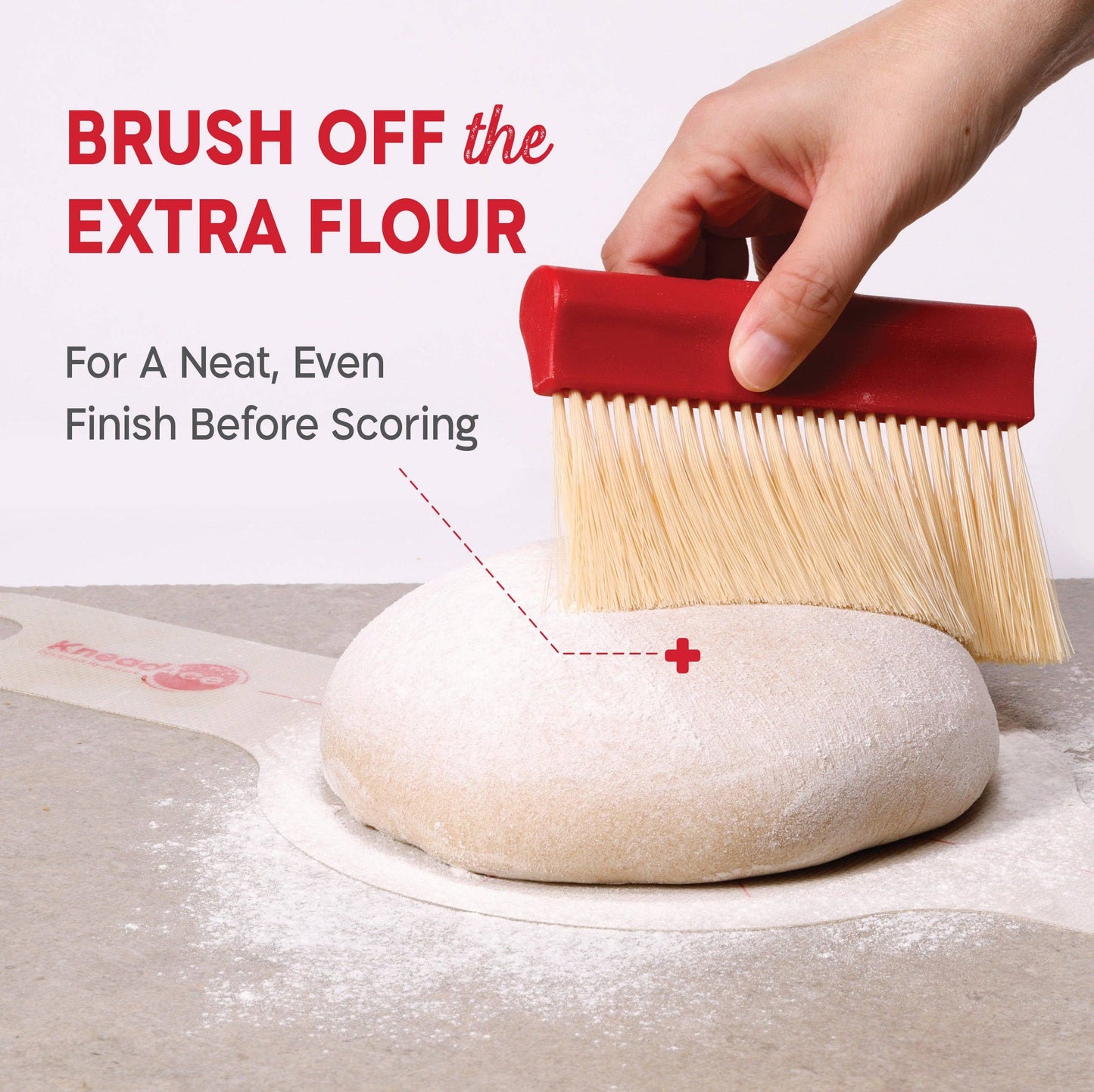 KneadAce Bench Scraper and Baker's Brush: White / Red