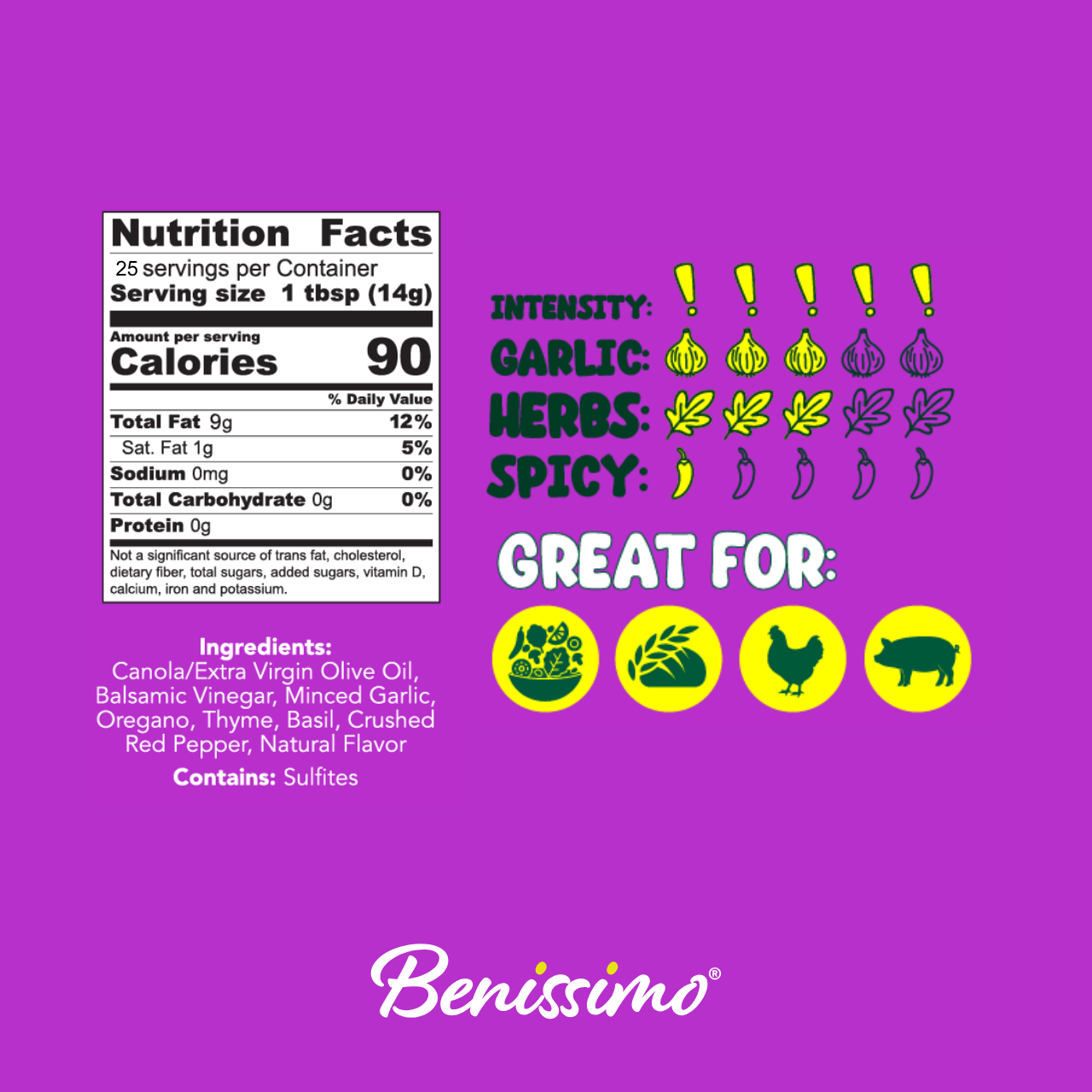 Balsamic Garlic EVOO Blend – 12.7 fl oz Tall Round: Benissimo