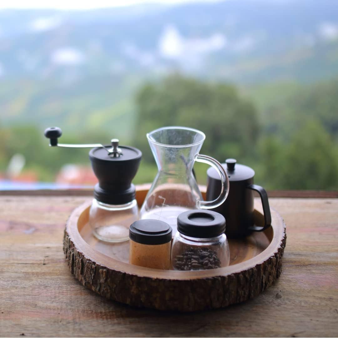 Mixpresso Manual Coffee Grinder Set With Conical Ceramic Burr Two Glass Jars And Soft Brush, Manual Coffee Bean Grinder & Spice Grinder