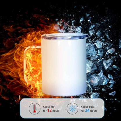 12oz Sublimation Coffee Mug with Handle & Lid