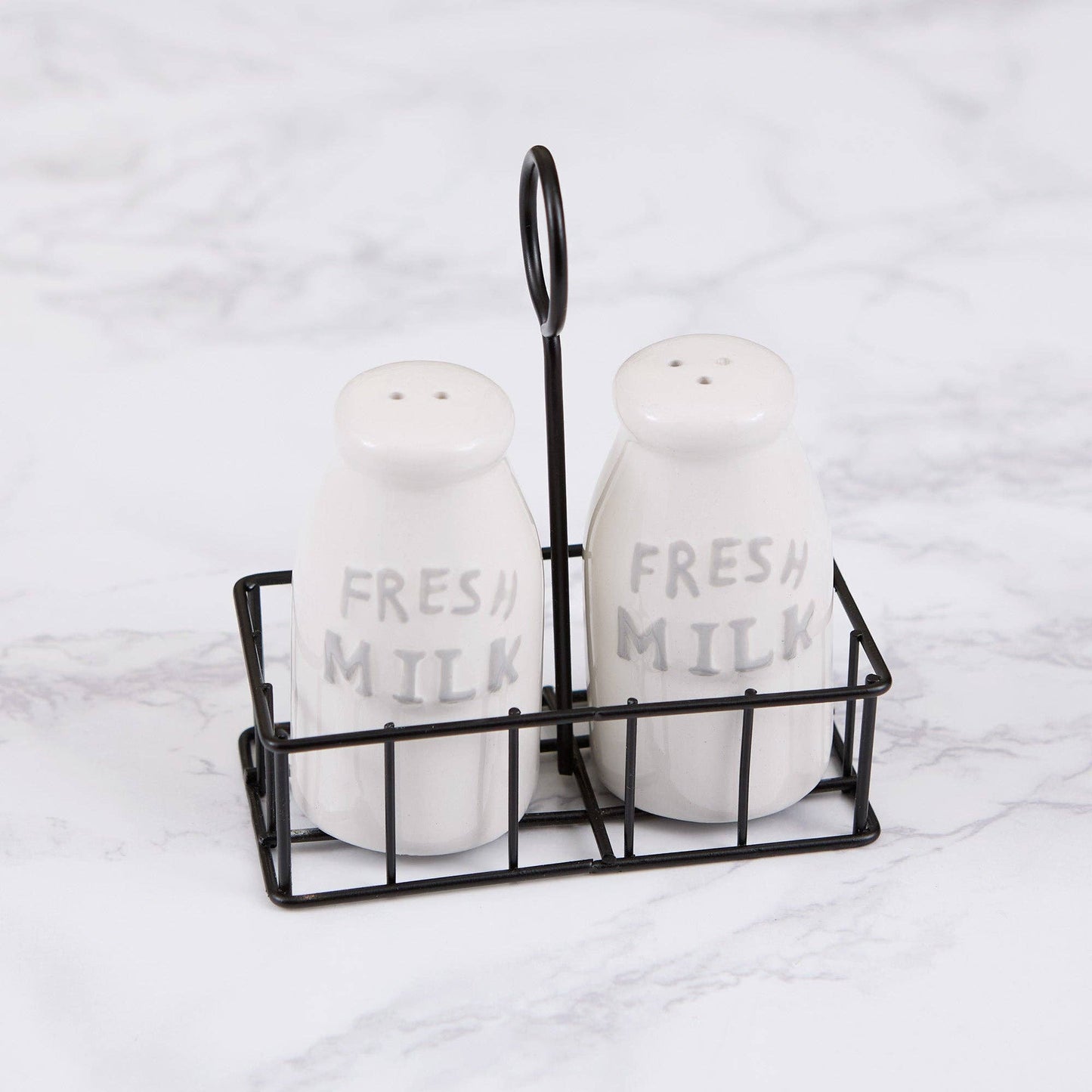 Milk Bottles Ceramic Salt and Pepper Shaker Set