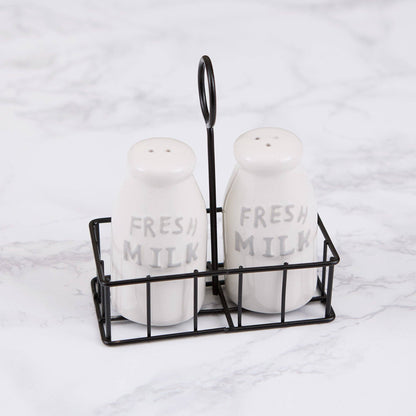 Milk Bottles Ceramic Salt and Pepper Shaker Set