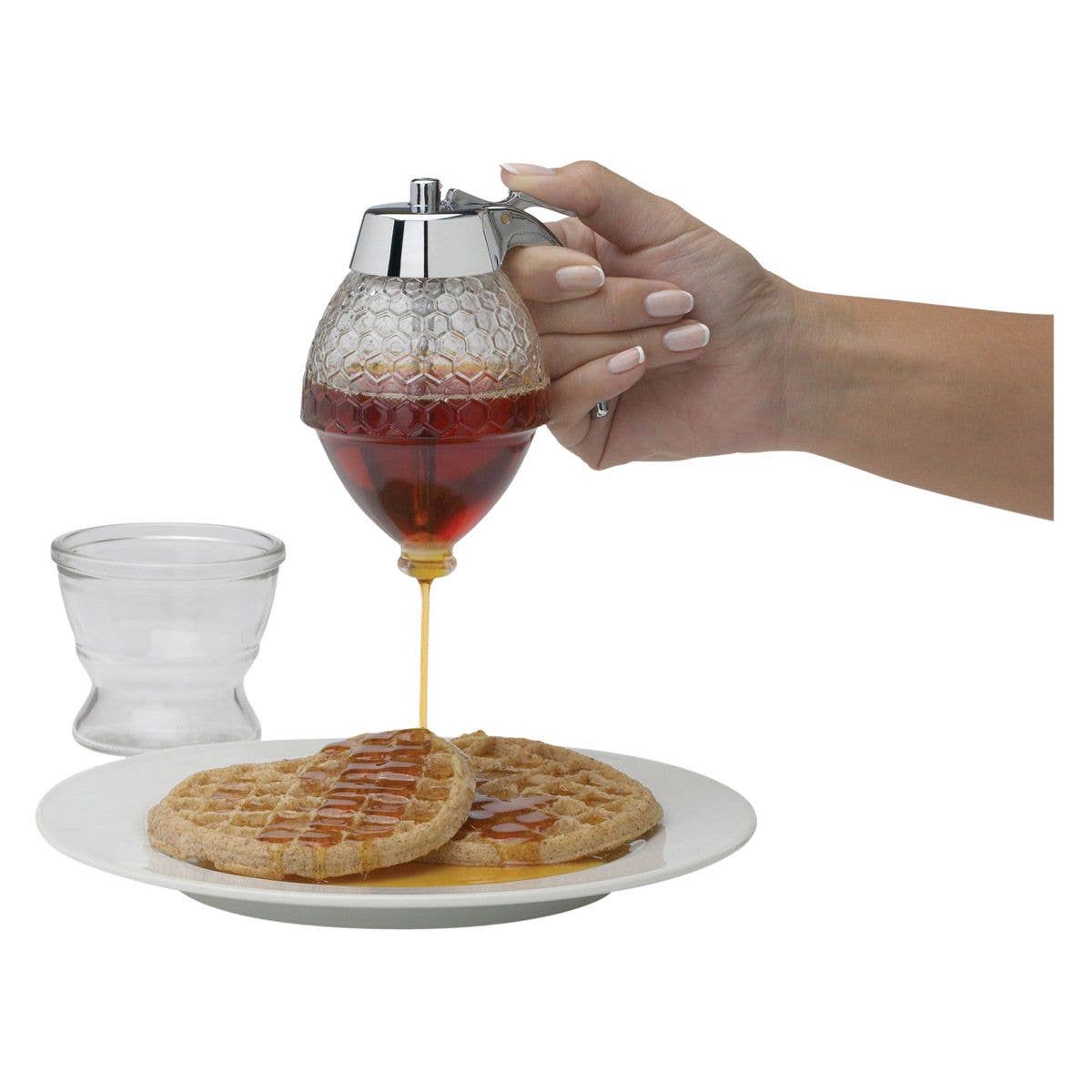Glass Syrup Dispenser with Stand – No-Drip 8oz Server