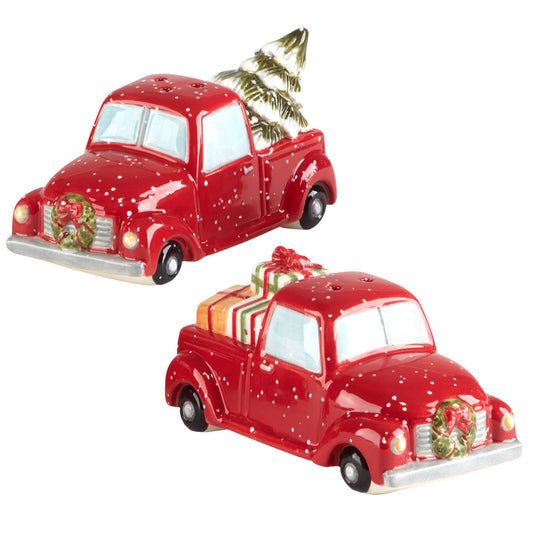 Red Truck Christmas 3-D Salt and Pepper Set