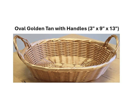 Oval Tan with Handles (3" x 9" x 13")
