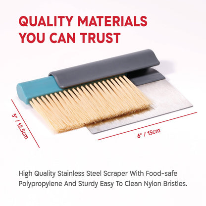 KneadAce Bench Scraper and Baker's Brush: White / Red