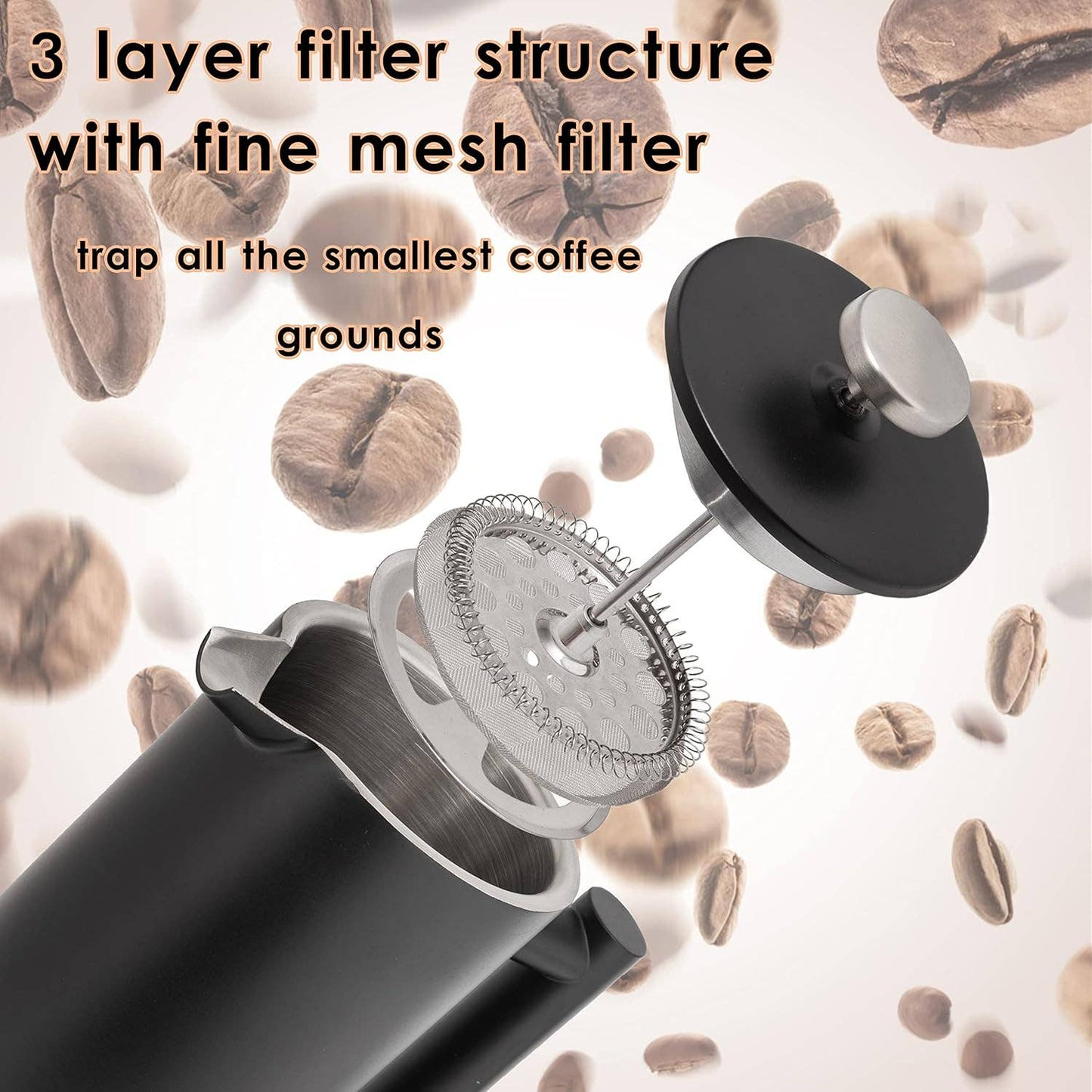 Mixpresso Stainless Steel French Press Coffee Maker 27 Oz 800ML Double Wall Metal Insulated Coffee Press & Tea Brewer: Bronze