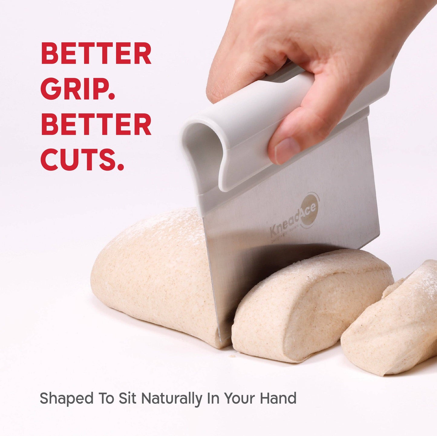 KneadAce Bench Scraper and Baker's Brush: White / Red