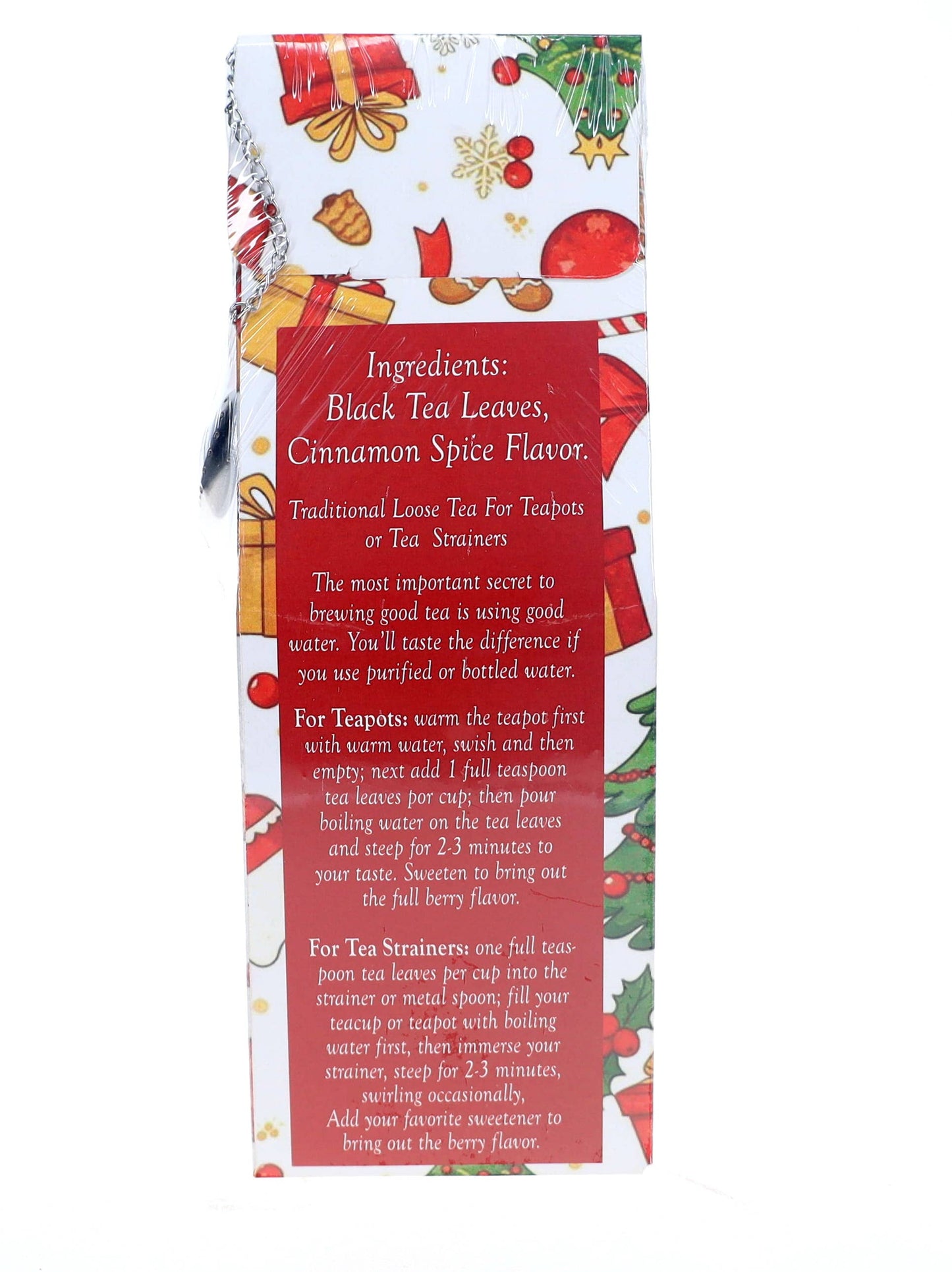 Holiday Tea Cinnamon Spice Gift Box, FREE STRAINER