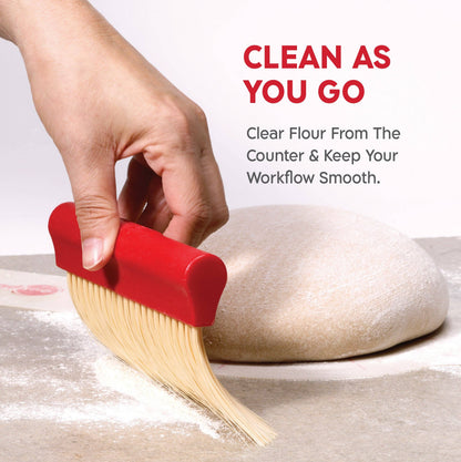 KneadAce Bench Scraper and Baker's Brush: White / Red