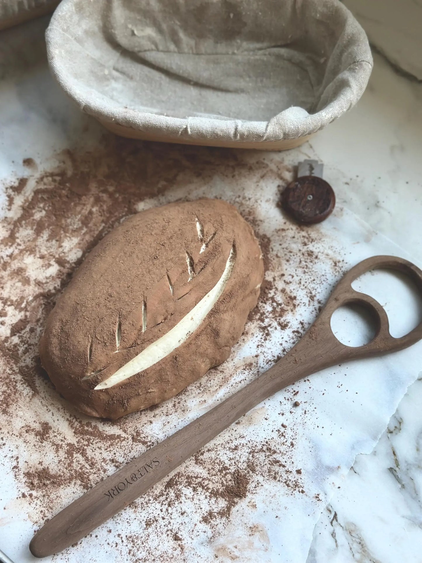 Large Acacia Wood Dough Hook or Dough Whisk : Acacia Wood