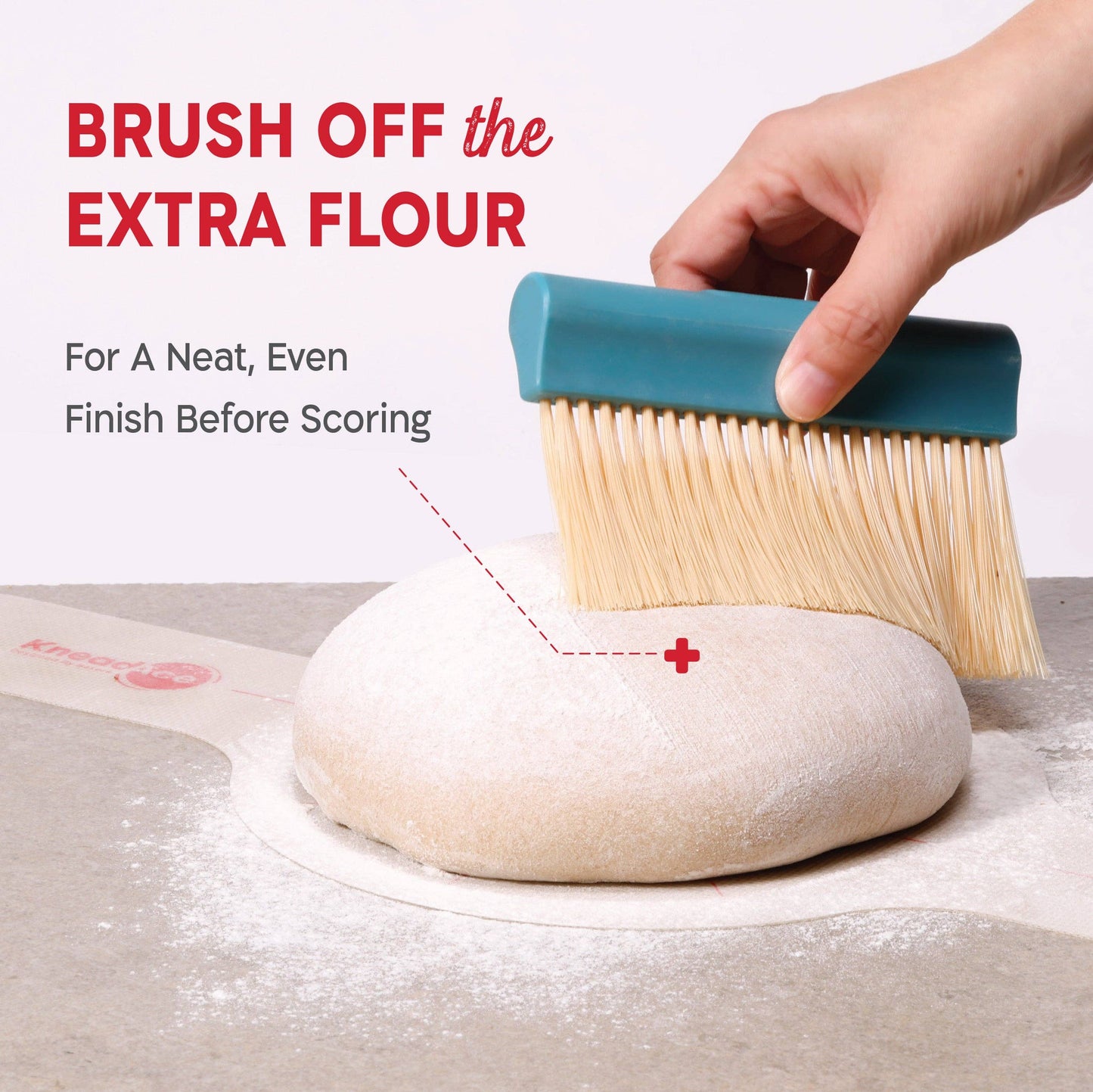 KneadAce Bench Scraper and Baker's Brush: White / Red