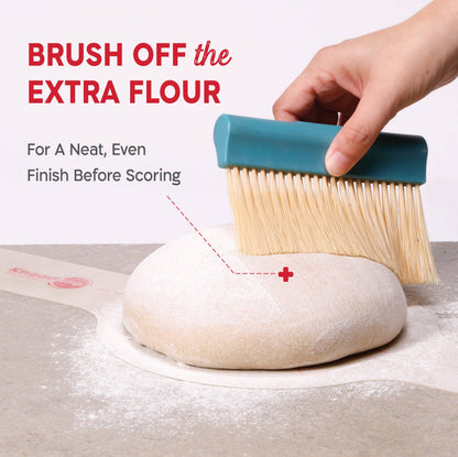 KneadAce Bench Scraper and Baker's Brush: White / Red