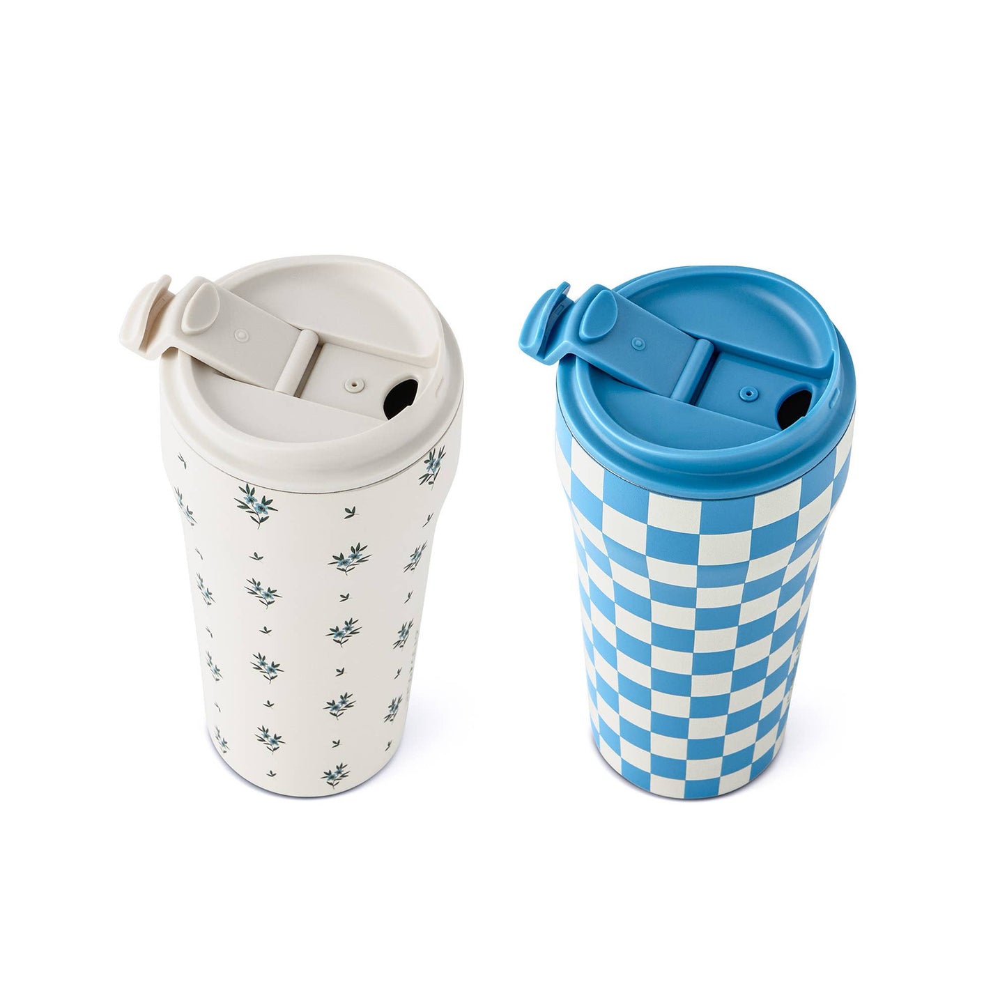 16oz Café Tumbler - Floral/Check