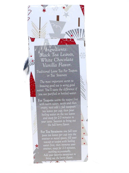 Holiday Tea White Christmas Gift Box, FREE STRAINER