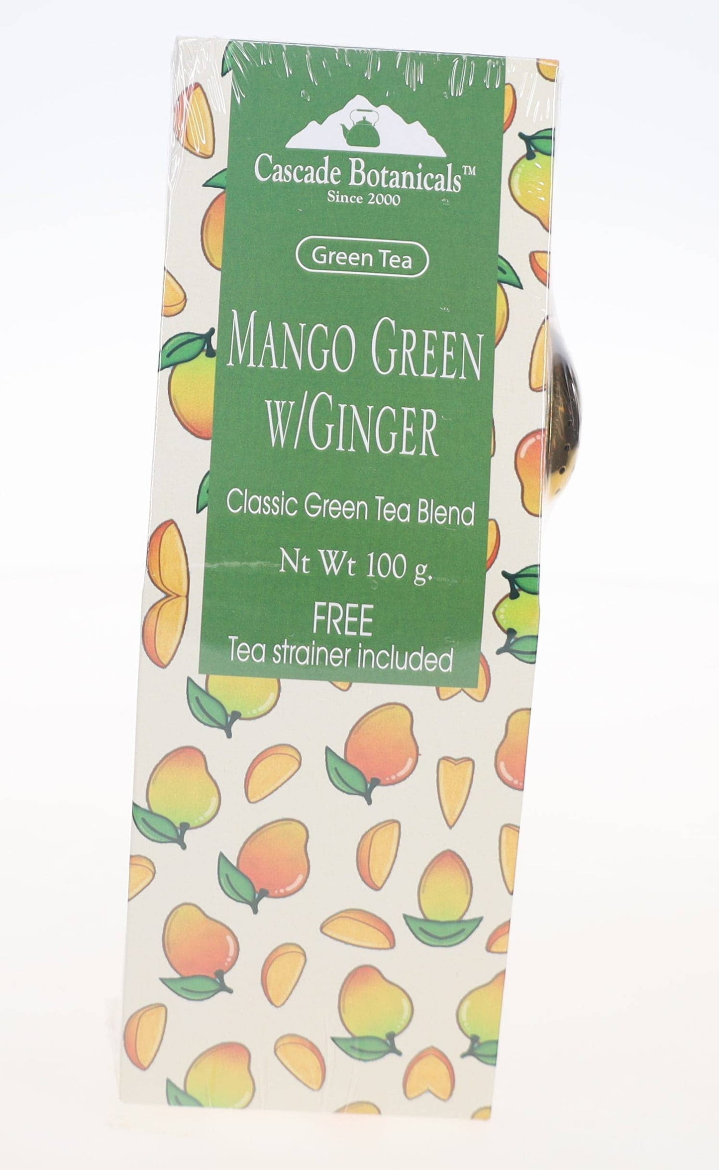 Green Loose Tea Gift Box, Classic Flavors, FREE STRAINER: Mango Green