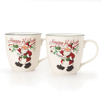 Christmas Porcelain Naughty & Nice Christmas Mugs Gift Box