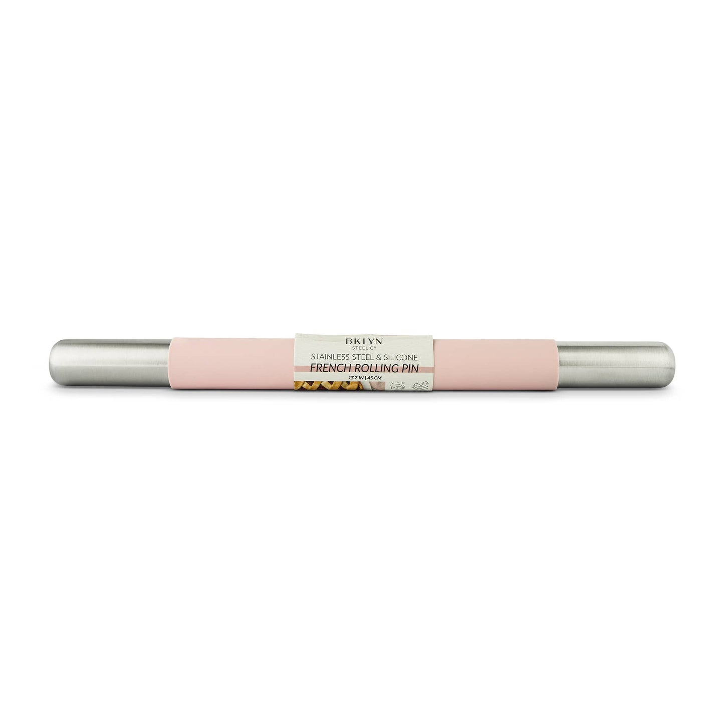 SS French Rolling Pin with Silicone - Rose Quartz