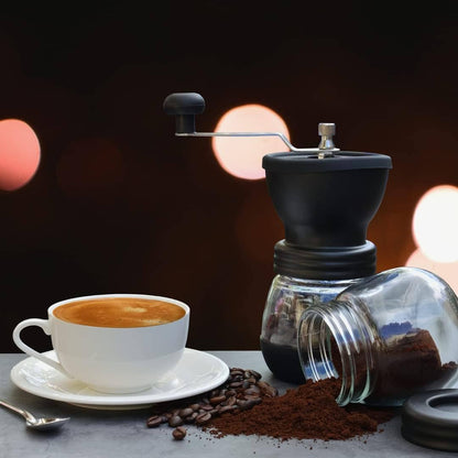 Mixpresso Manual Coffee Grinder Set With Conical Ceramic Burr Two Glass Jars And Soft Brush, Manual Coffee Bean Grinder & Spice Grinder