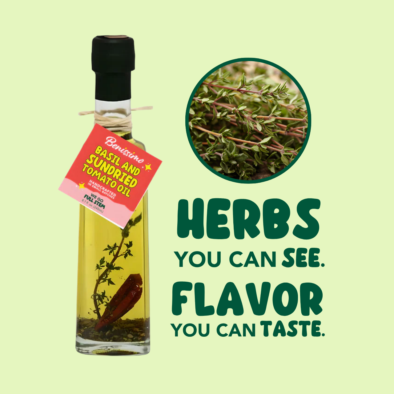 Benissimo Basil & Sundried Tomato EVOO Blend – 8.12 fl oz: Benissimo / Castolatta 8.12 fl oz