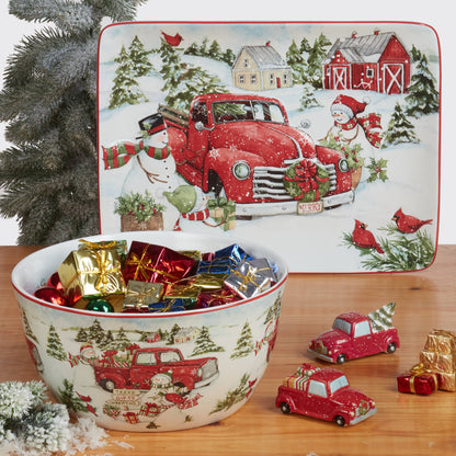 Red Truck Christmas 3-D Salt and Pepper Set