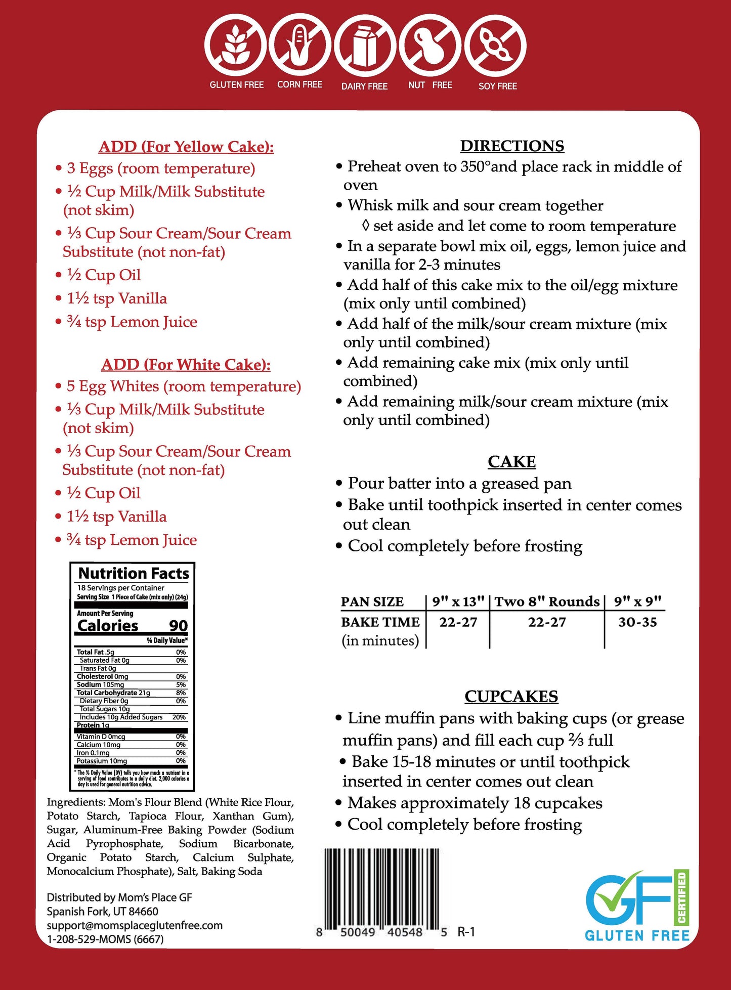 Gluten-Free Yellow or White Cake Mix