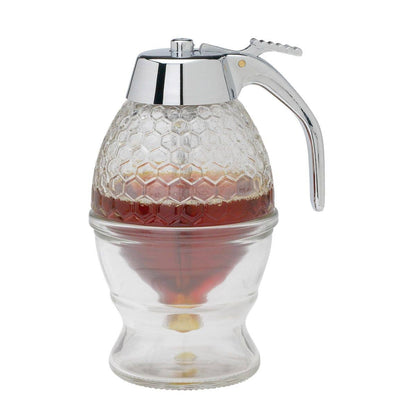 Glass Syrup Dispenser with Stand – No-Drip 8oz Server
