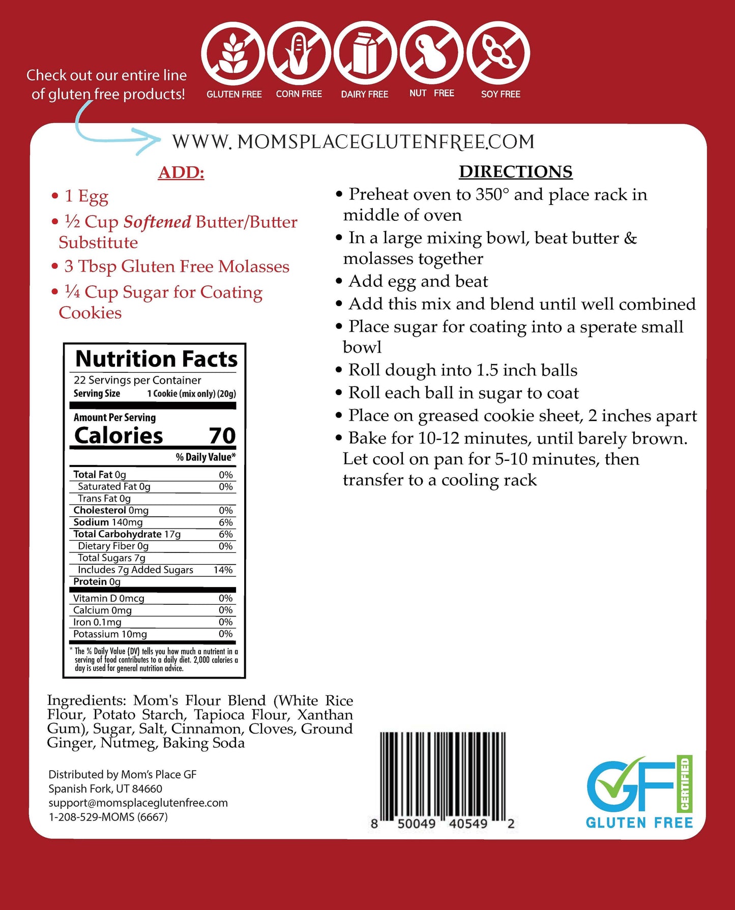 Soft Gluten-Free Molasses Cookie Mix