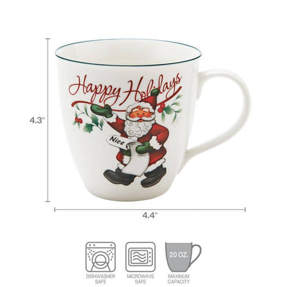 Christmas Porcelain Naughty & Nice Christmas Mugs Gift Box
