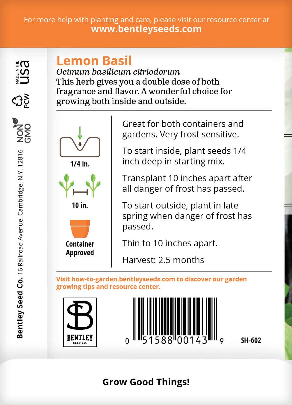 Basil, Lemon Seed Packets