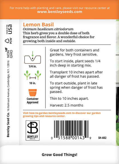 Basil, Lemon Seed Packets