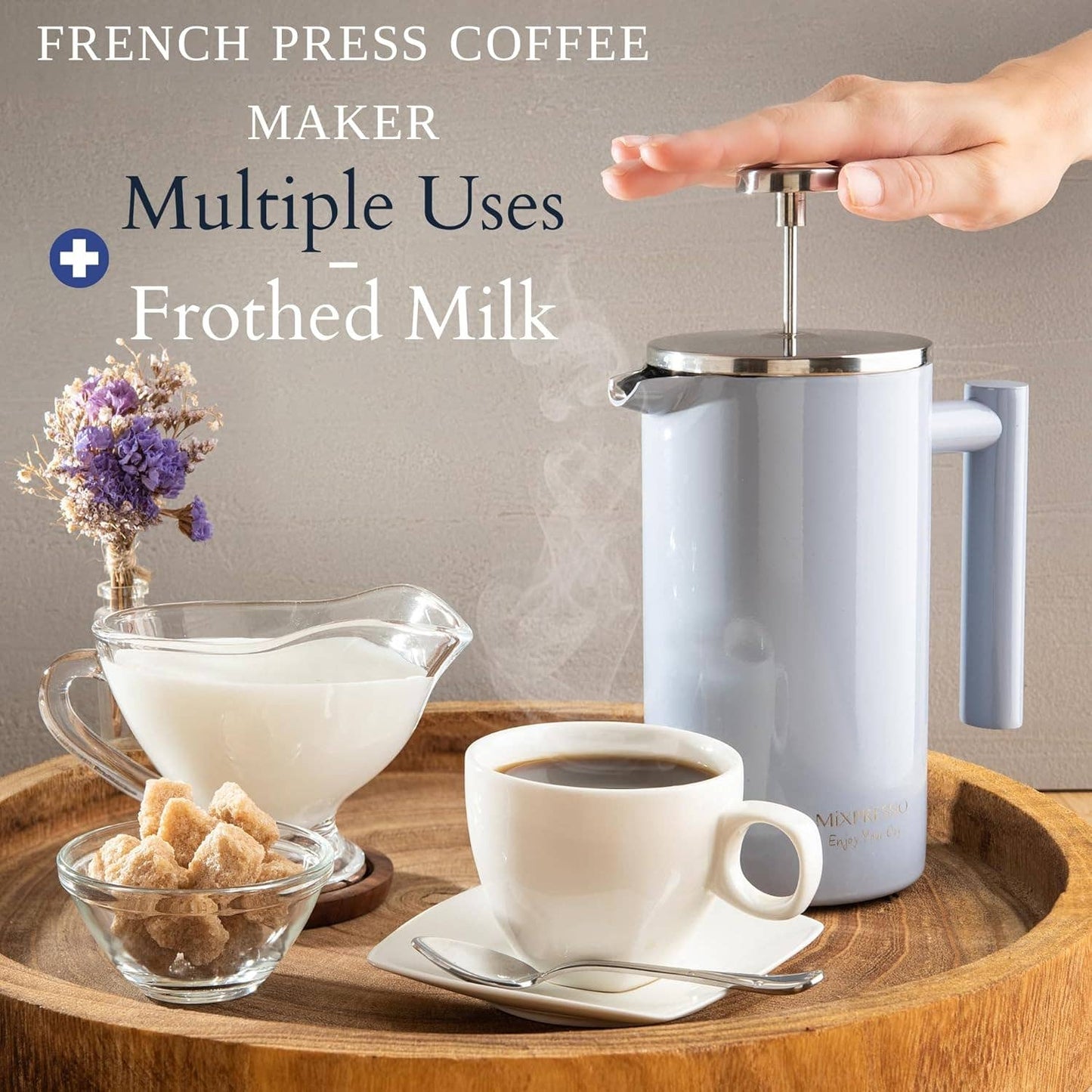Mixpresso Stainless Steel French Press Coffee Maker 27 Oz 800ML Double Wall Metal Insulated Coffee Press & Tea Brewer: Bronze