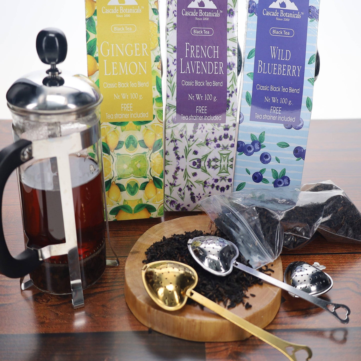 French Lavender Black Loose Tea Gift Box, Classic Flavor, FREE STRAINER