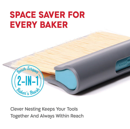 KneadAce Bench Scraper and Baker's Brush: White / Red