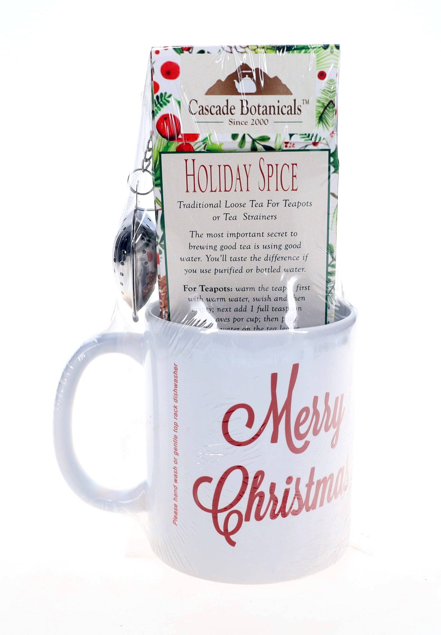 Holiday Spice Tea Mug with Matching Loose Tea Box, STRIANER