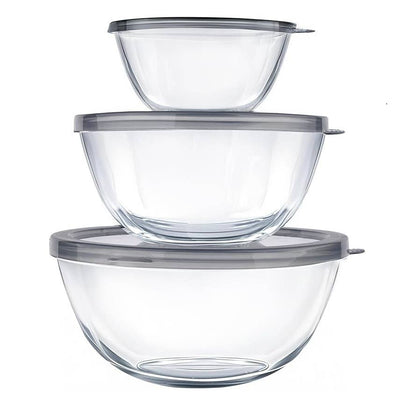 3-Piece Glass Mixing Bowls with Lids Set