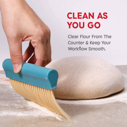 KneadAce Bench Scraper and Baker's Brush: White / Red