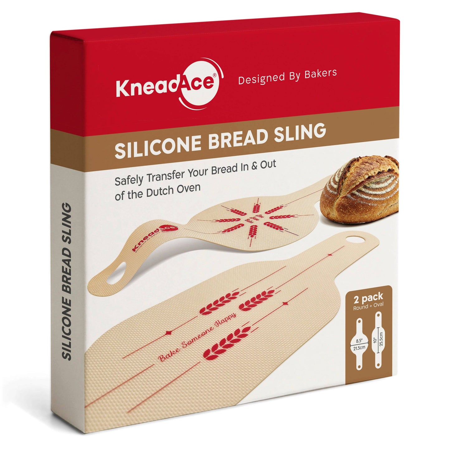 KneadAce Silicone Bread Slings: 1 Round & 1 Oval